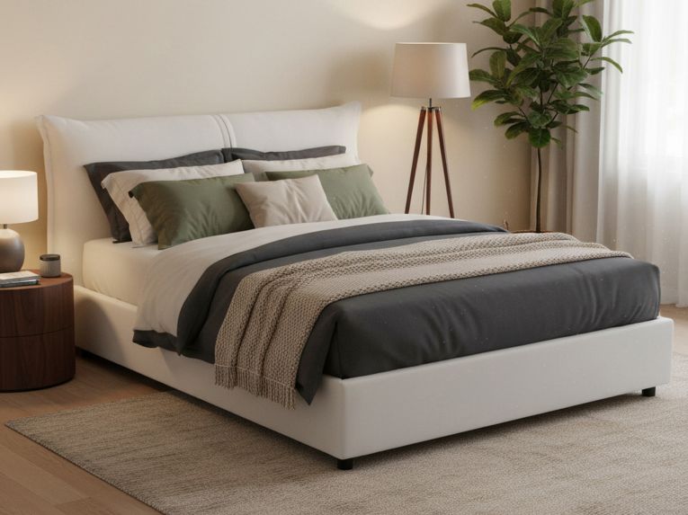Letto matrimoniale con contenitore bianco 175x205cm - Akio