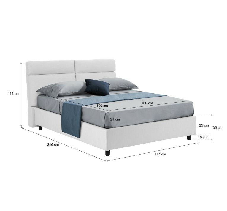 Letto matrimoniale con contenitore bianco 177x216cm - Asica
