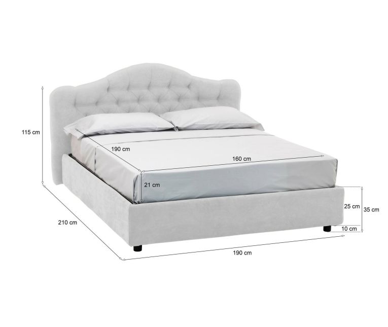 Letto matrimoniale con contenitore bianco 190x210cm - Allik