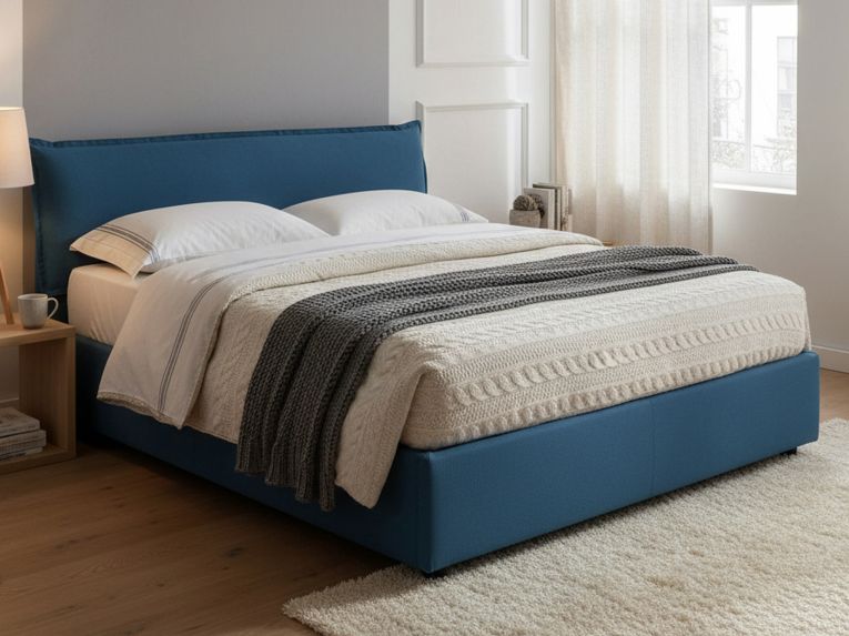 Letto matrimoniale con contenitore blu 175x205cm - Amilcare