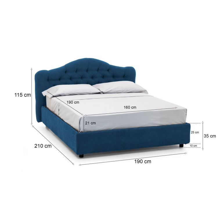 Letto matrimoniale con contenitore blu 190x210cm - Allik