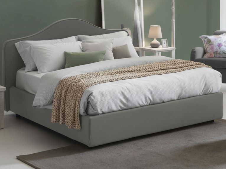 Letto matrimoniale con contenitore grigio 175x205cm - Akym