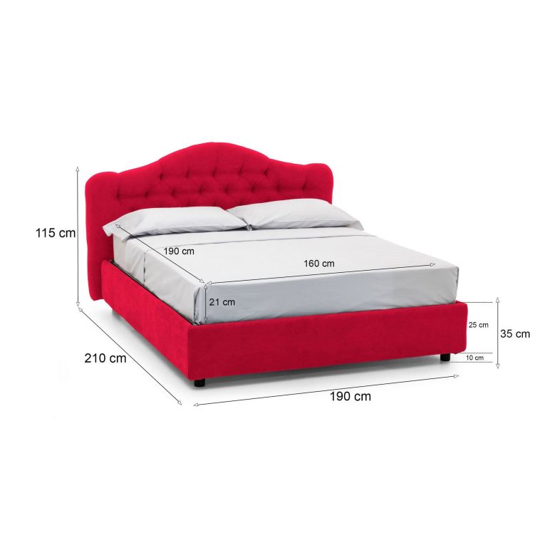 Letto matrimoniale con contenitore rosso 190x210cm - Allik
