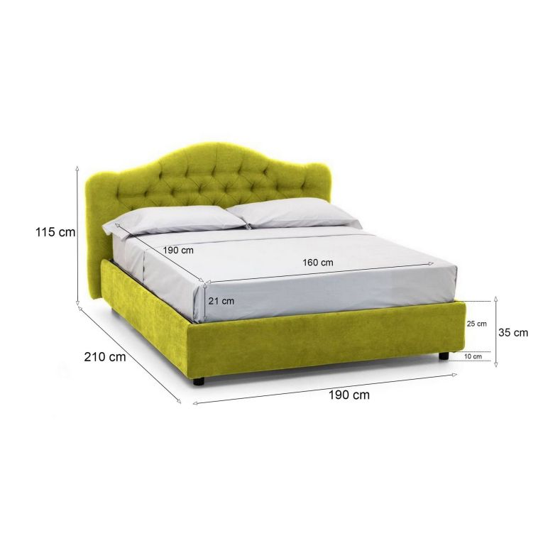 Letto matrimoniale con contenitore verde 190x210cm - Allik