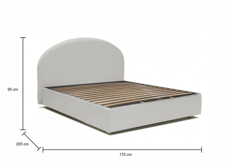 Letto matrimoniale Conny, Letto contenitore con rivestimento in ecopelle, 100% Made in Italy, Apertura frontale, adatto per materasso Cm 160x190, Bianco