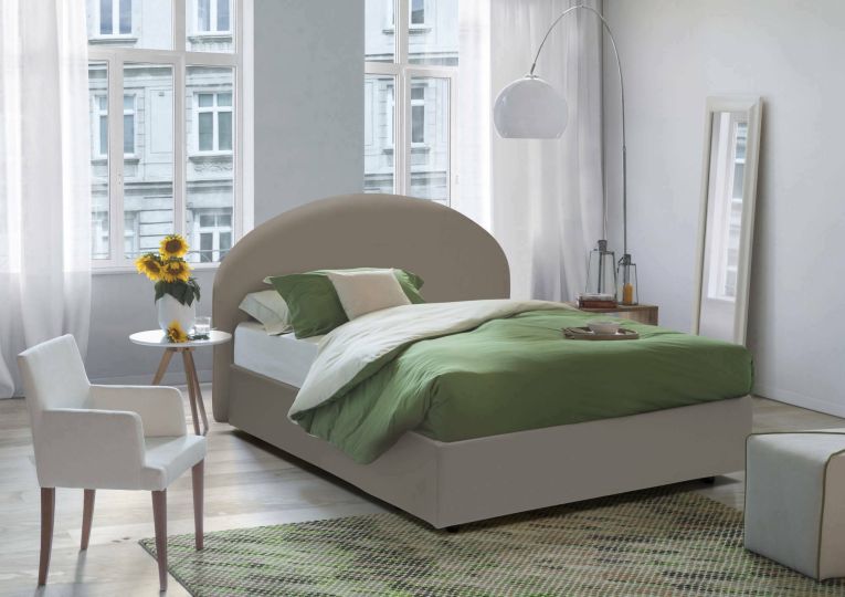 Letto matrimoniale Conny, Letto contenitore con rivestimento in ecopelle, 100% Made in Italy, Apertura frontale, adatto per materasso Cm 160x190, Tortora