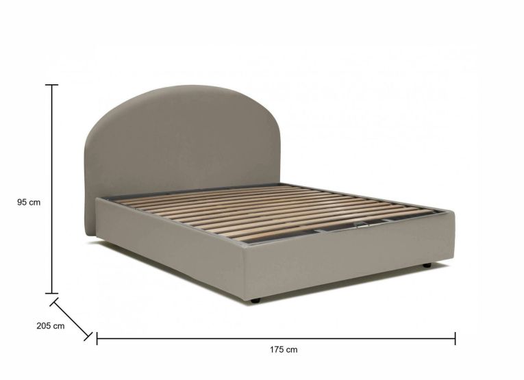 Letto matrimoniale Conny, Letto contenitore con rivestimento in ecopelle, 100% Made in Italy, Apertura frontale, adatto per materasso Cm 160x190, Tortora