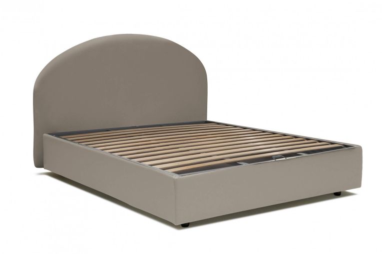 Letto matrimoniale Conny, Letto contenitore con rivestimento in ecopelle, 100% Made in Italy, Apertura frontale, adatto per materasso Cm 160x190, Tortora