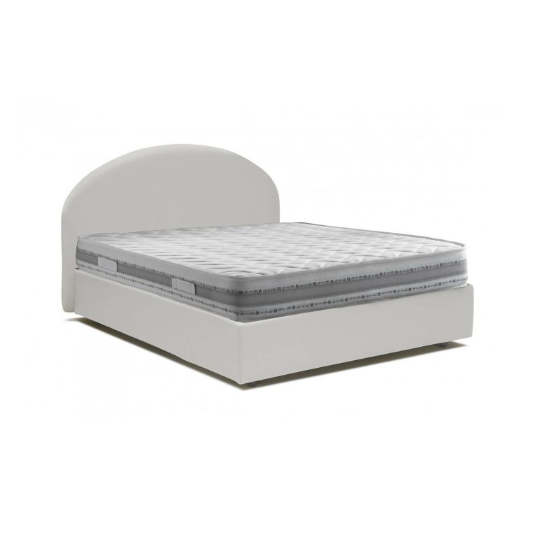 Letto matrimoniale Consolata, Letto contenitore con rivestimento in ecopelle, 100% Made in Italy, Apertura frontale, con materasso Cm 160x190 incluso, Bianco