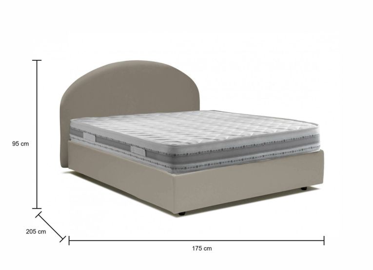 Letto matrimoniale Consolata, Letto contenitore con rivestimento in ecopelle, 100% Made in Italy, Apertura frontale, con materasso Cm 160x190 incluso, Tortora