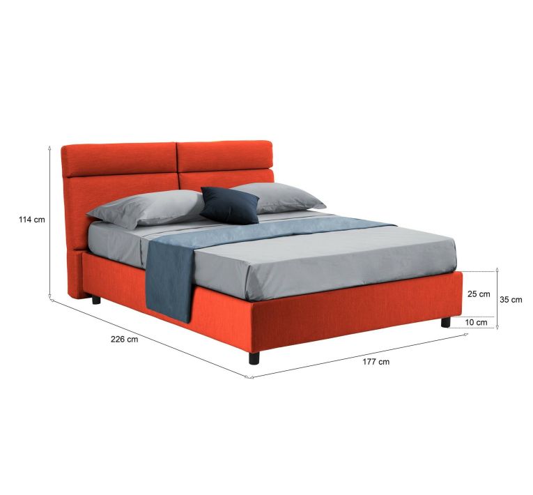 Letto matrimoniale contenitore arancione 177x226cm struttura in metallo - Ator