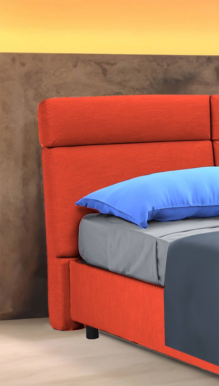 Letto matrimoniale contenitore arancione 177x226cm struttura in metallo - Ator