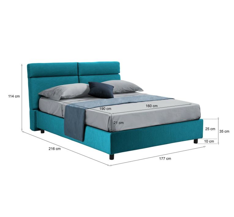 Letto matrimoniale contenitore azzurro 177x216cm - Asica