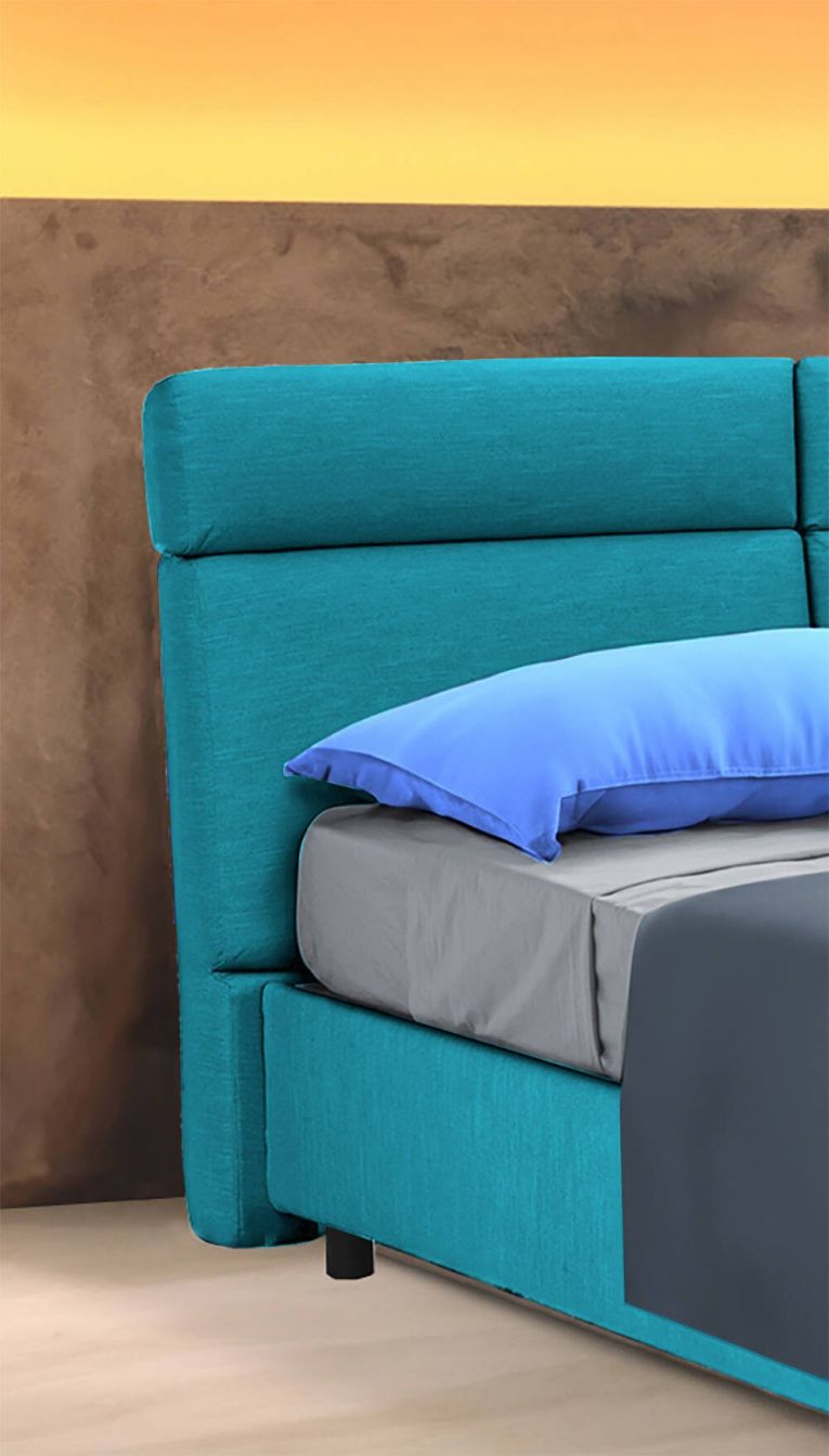 Letto matrimoniale contenitore azzurro 177x226cm struttura in metallo - Ator