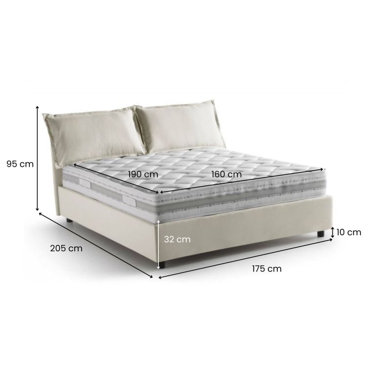 Letto matrimoniale contenitore beige 175x205cm classico - Amelinda