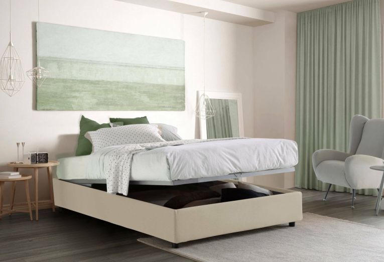 Letto matrimoniale contenitore beige 175x205cm design - Apel