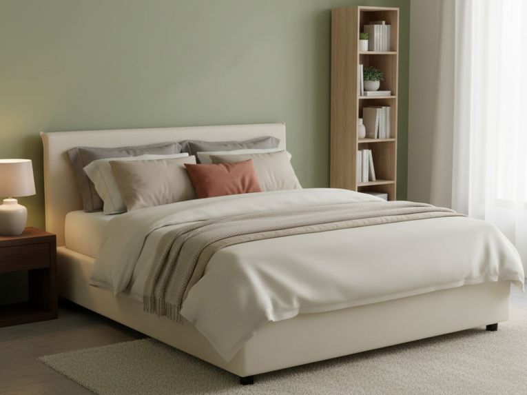 Letto matrimoniale contenitore beige 175x205cm testiera imbottita - Anassimene