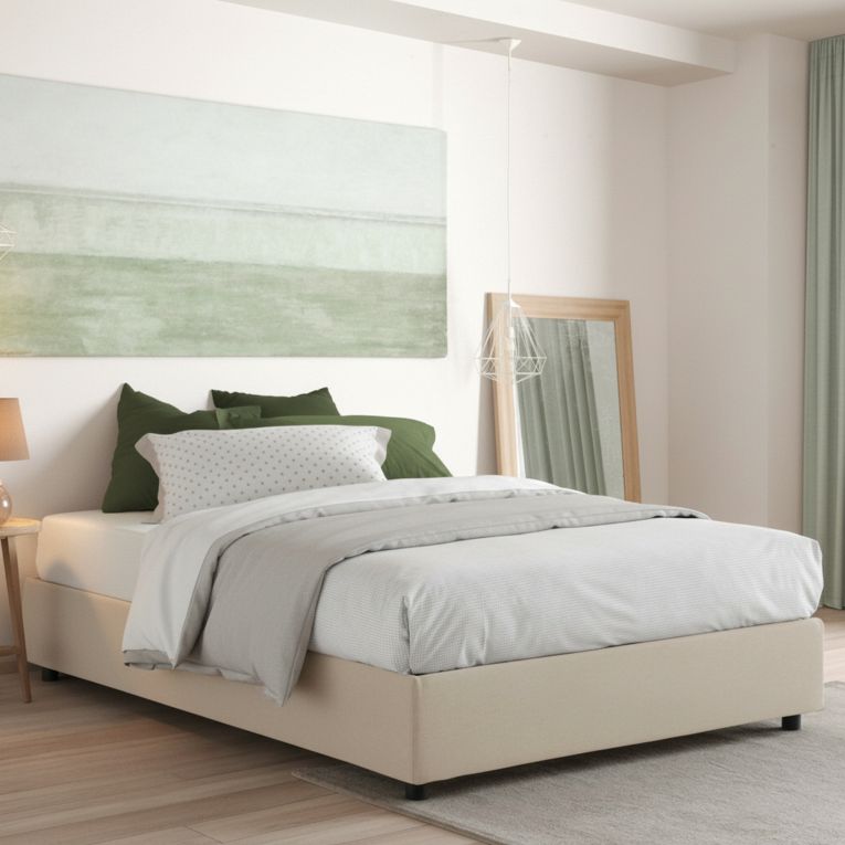 Letto matrimoniale contenitore beige 175x215cm elegante - Alessander