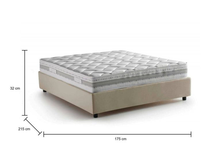Letto matrimoniale contenitore beige 175x215cm elegante - Alessander