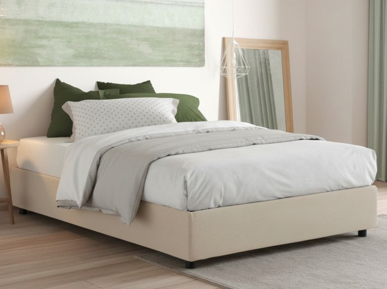 Letto matrimoniale contenitore beige 175x215cm elegante - Alessander