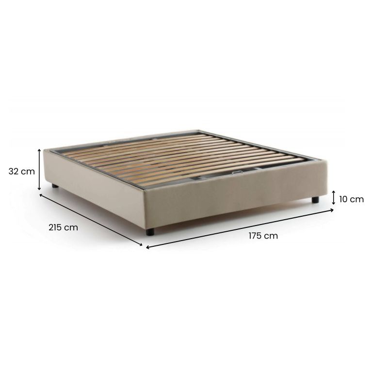 Letto matrimoniale contenitore beige 175x215cm moderno - Alaska
