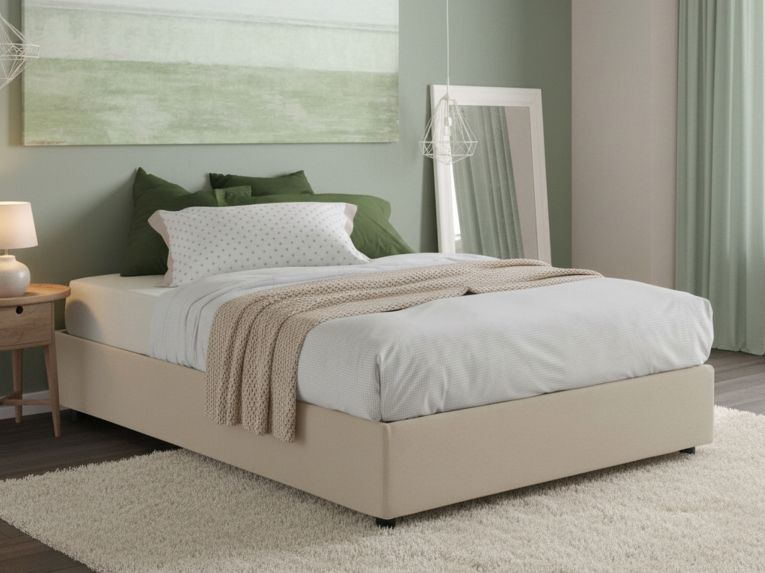 Letto matrimoniale contenitore beige 175x215cm moderno - Alaska