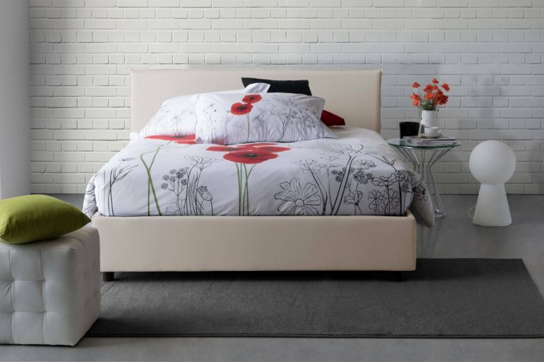 Letto matrimoniale contenitore beige 175x215cm rivestimento lavabile - Ariadni