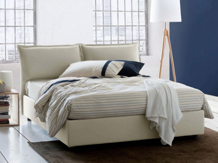 Letto matrimoniale contenitore beige 175x215cm sfoderabile - Aris
