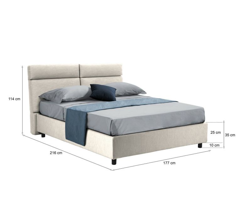 Letto matrimoniale contenitore beige 177x216cm struttura in metallo - Alcatron