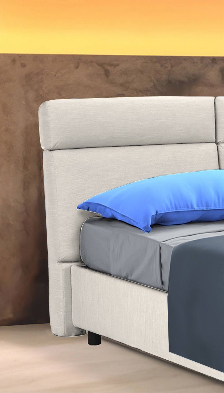 Letto matrimoniale contenitore beige 177x216cm struttura in metallo - Alcatron
