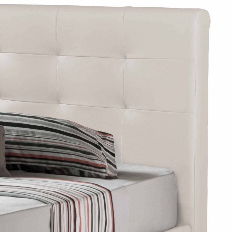 Letto matrimoniale contenitore bianco 171x204cm imbottito - Albanio