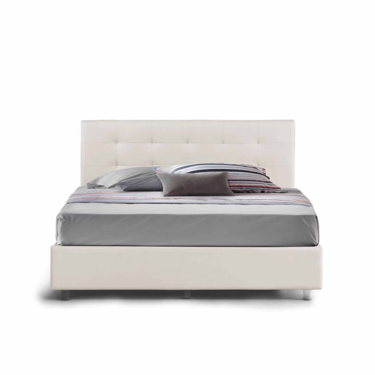 Letto matrimoniale contenitore bianco 171x204cm imbottito - Albanio