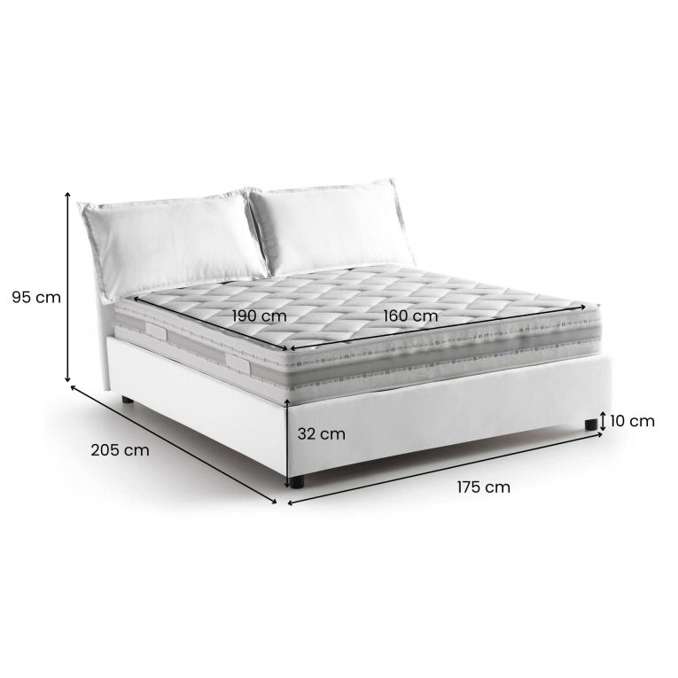 Letto matrimoniale contenitore bianco 175x205cm chic - Amelinda