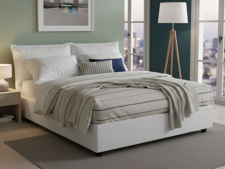 Letto matrimoniale contenitore bianco 175x205cm chic - Amelinda