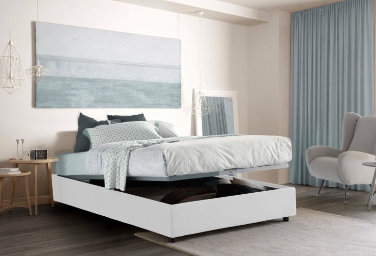 Letto matrimoniale contenitore bianco 175x205cm con materasso - Apel
