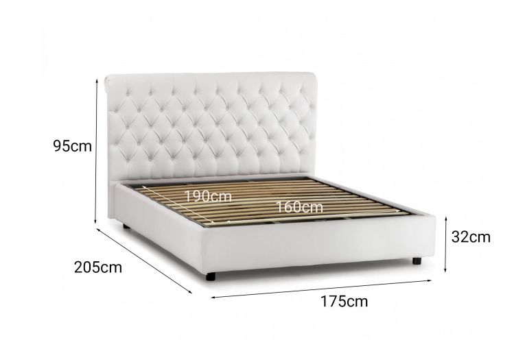 Letto matrimoniale contenitore bianco 175x205cm elegante - Arnorld