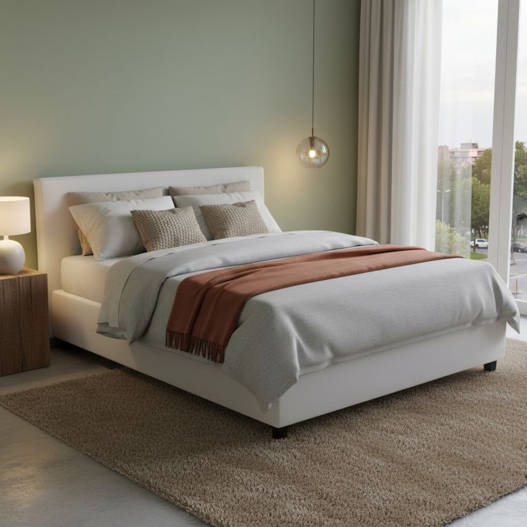 Letto matrimoniale contenitore bianco 175x205cm imbottito - Nessuna