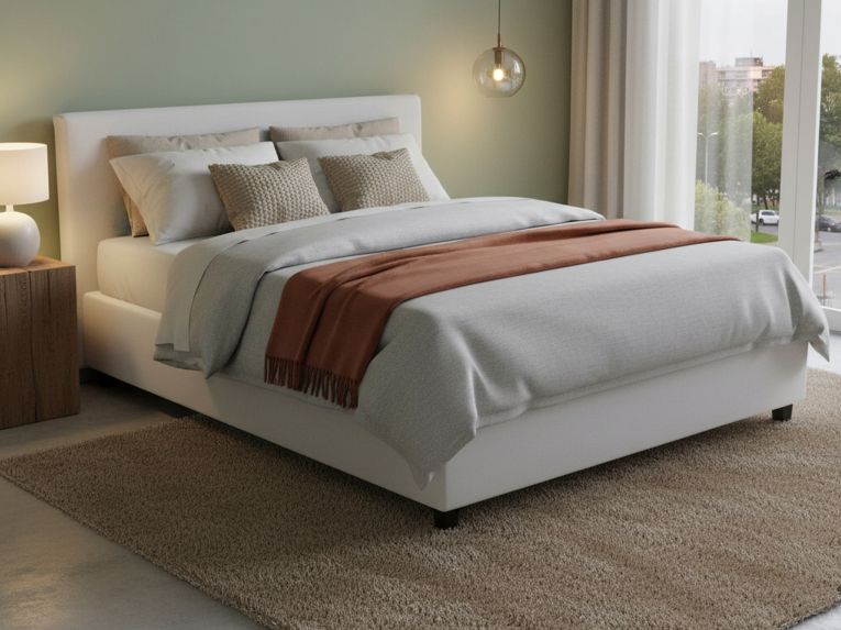 Letto matrimoniale contenitore bianco 175x205cm imbottito - Nessuna