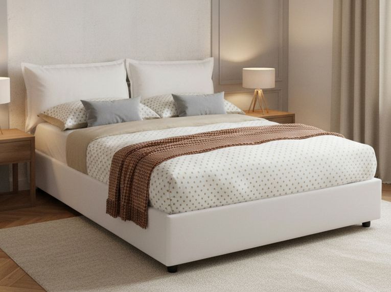 Letto matrimoniale contenitore bianco 175x205cm moderno - Viburno