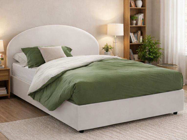 Letto matrimoniale contenitore bianco 175x205cm rivestimeno in ecopelle - Alastorn