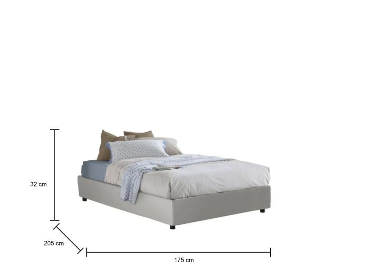 Letto matrimoniale contenitore bianco 175x205cm rivestito in ecopelle - Abul