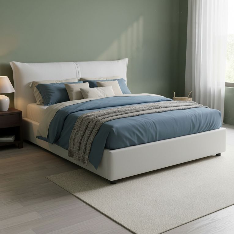 Letto matrimoniale contenitore bianco 175x205cm salvaspazio - Alabaster