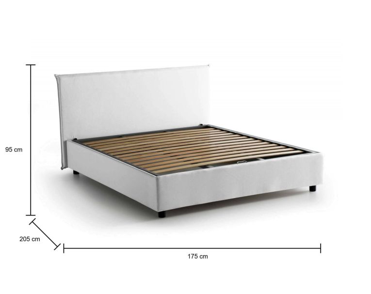 Letto matrimoniale contenitore bianco 175x205cm struttura in legno - Ashlee