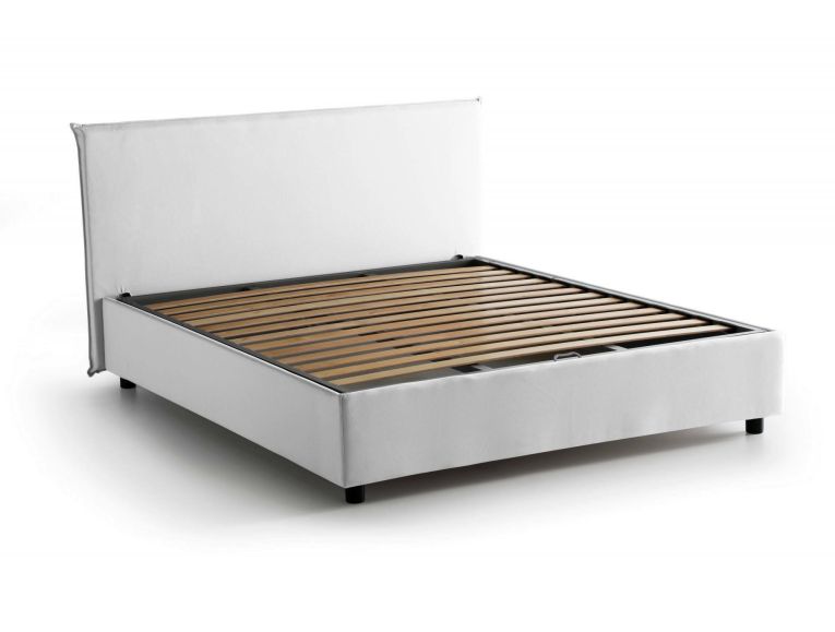 Letto matrimoniale contenitore bianco 175x205cm struttura in legno - Ashlee