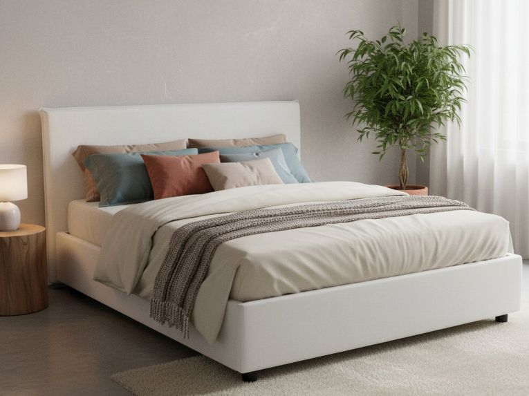 Letto matrimoniale contenitore bianco 175x205cm struttura in legno - Ashlee