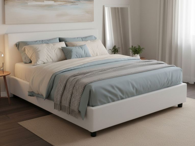 Letto matrimoniale contenitore bianco 175x215cm design - Aluin
