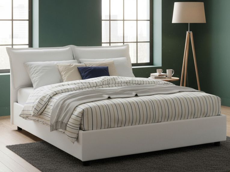 Letto matrimoniale contenitore bianco 175x215cm elegante - Amy