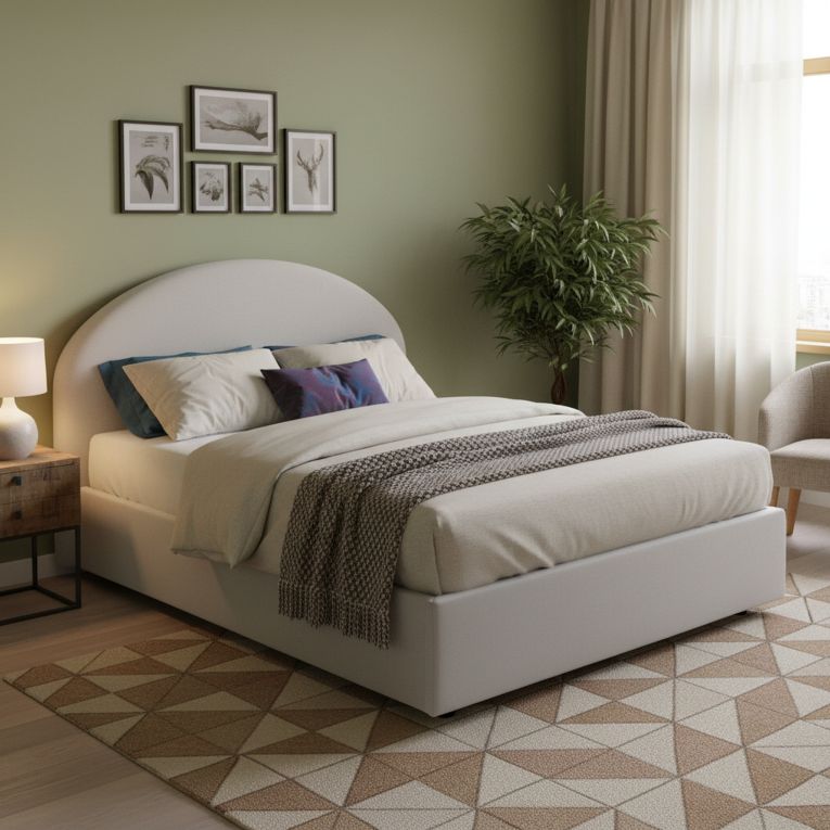Letto matrimoniale contenitore bianco 175x215cm imbottito - Augite