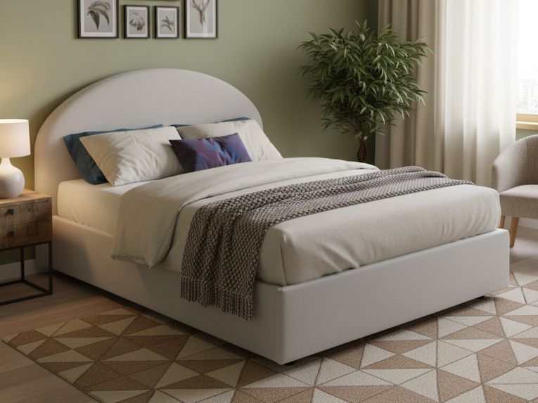Letto matrimoniale contenitore bianco 175x215cm imbottito - Augite