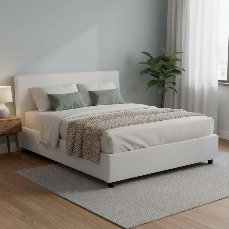 Letto matrimoniale contenitore bianco 175x215cm minimal - Hackmanite